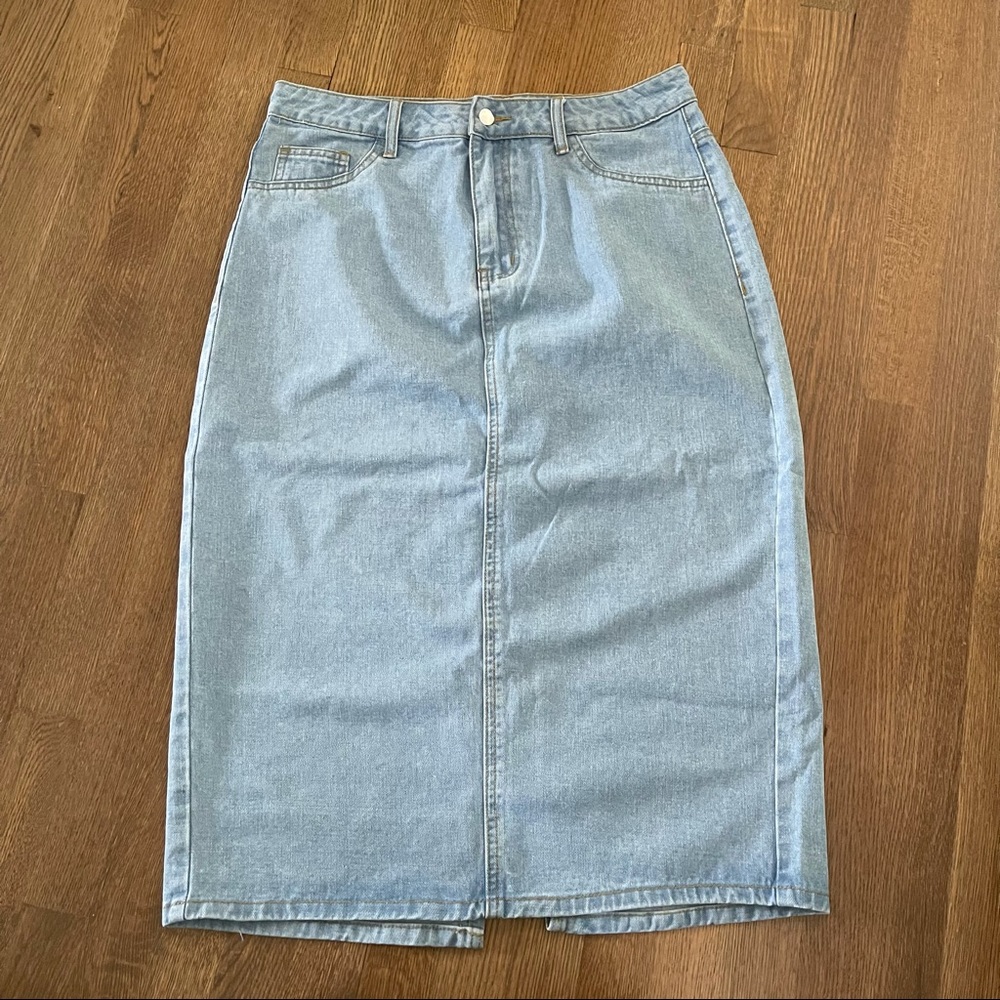 Shein Long Denim Skirt - Picture 2 of 7
